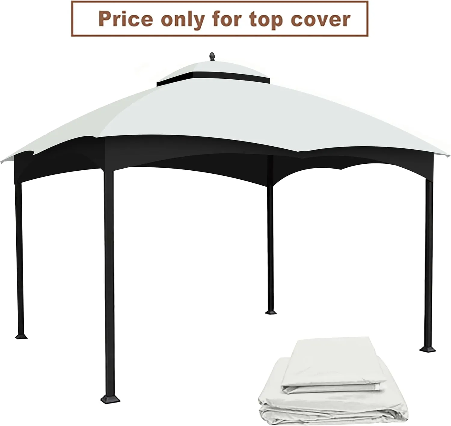 10x12 Ft Outdoor Patio Gazebo Replacement Canopy for Lowe's Allen Roth 10x12 Gazebo #GF-12S004B-1, Double Tiered Roof Top Cover, UV Protection & Waterproof Fabric, White (Frame Not Included)