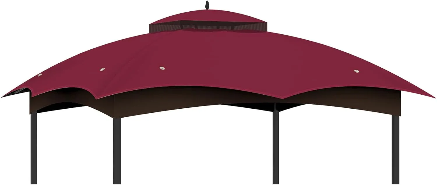 10x12 Replacement Gazebo Canopy Top Cover, Double Tiered Waterproof Canopy Roof for Lowe's Allen Roth Gazebo #GF-12S004B-1(Red)