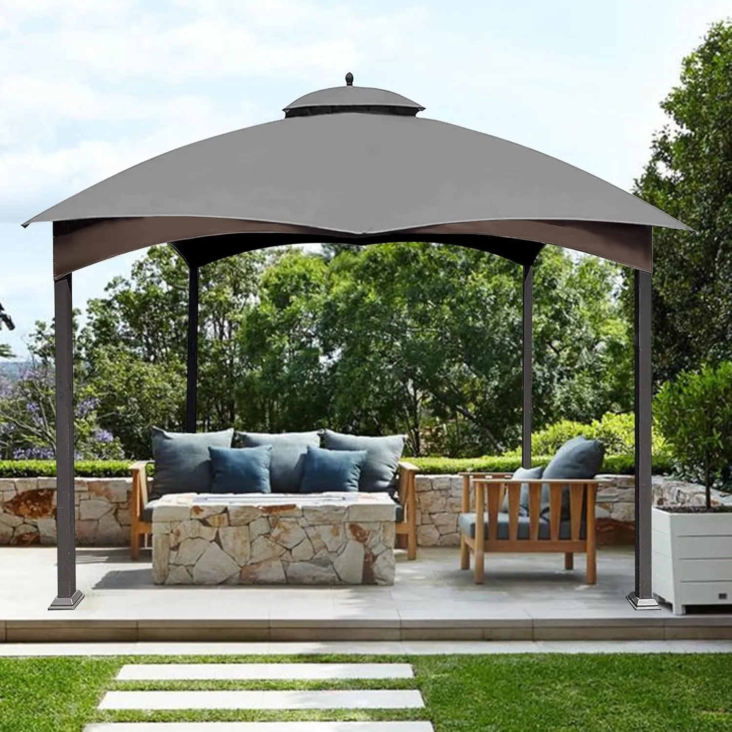 10X12 Replacement Gazebo Cover for Lowe's Gazebo Model #TPGAZ17-002C,TPGAZ17-002 (Grey)