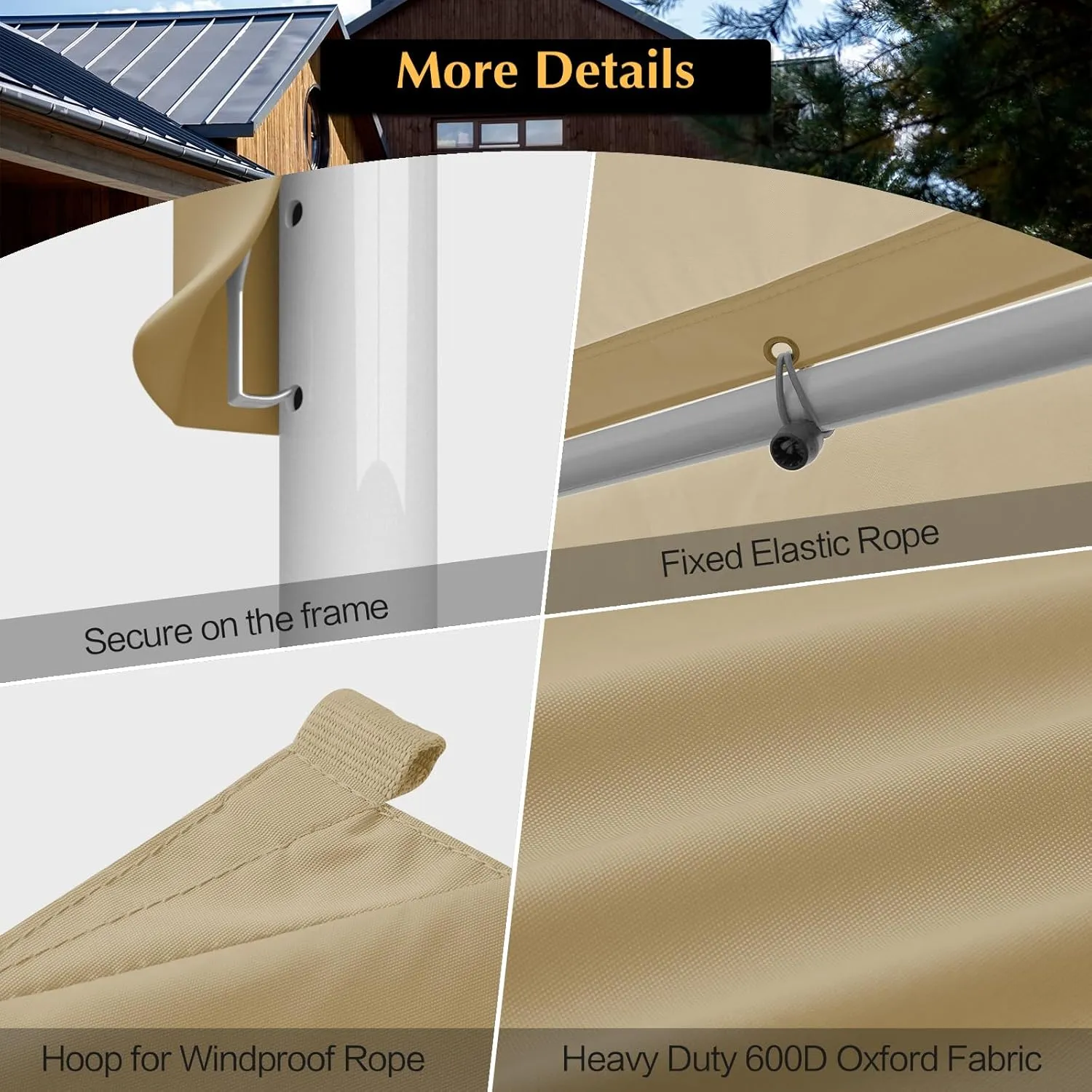 10x20 Canopy Replacement Cover, Carport Replacement Canopy Top Cover for 10' x 20' Frame, 800D Heavy Duty Waterproof & UV Protected Car Canopy with Ball Bungees (Frame is not Included) (Beige)