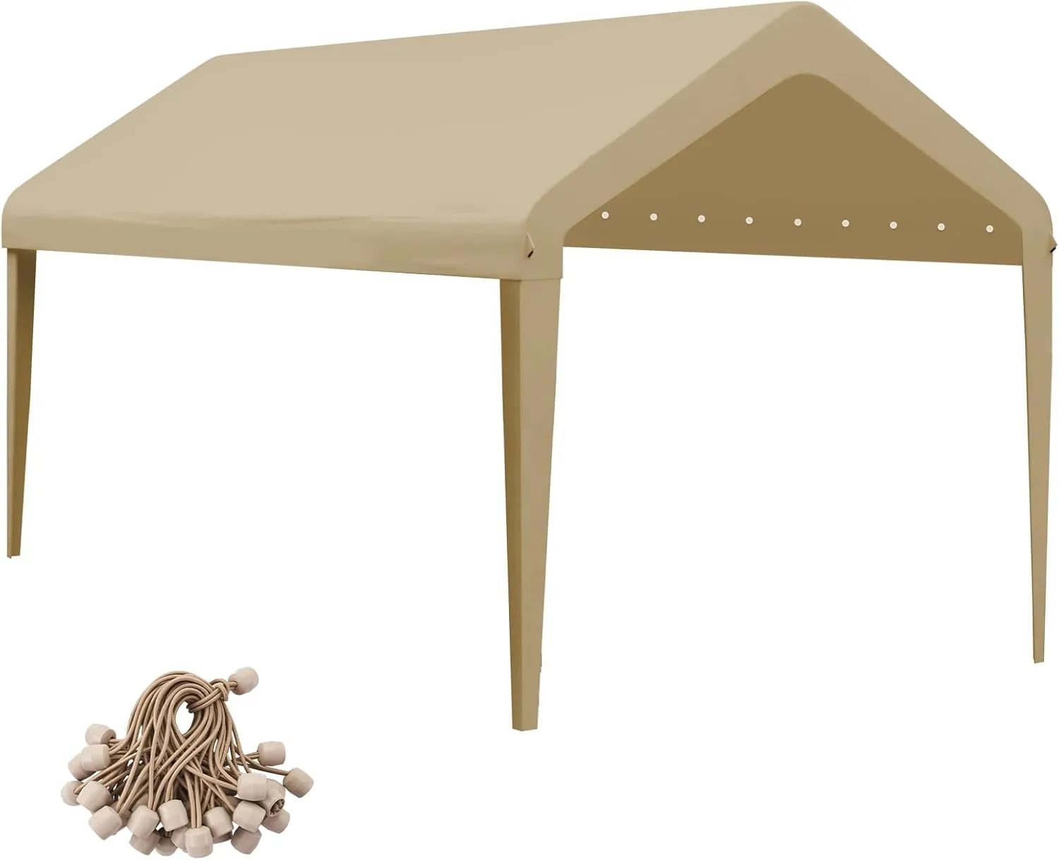 10x20 Canopy Replacement Cover, Carport Replacement Canopy Top Cover for 10' x 20' Frame, 800D Heavy Duty Waterproof & UV Protected Car Canopy with Ball Bungees (Frame is not Included) (Beige)