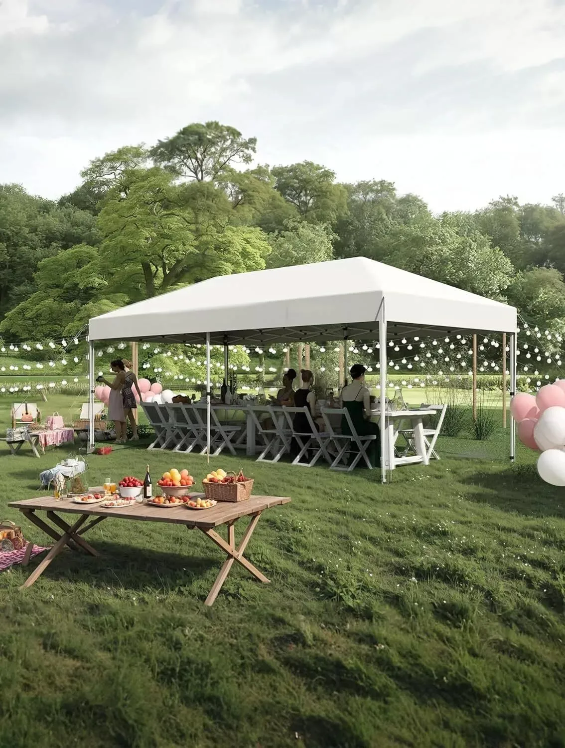10x20 Ft Heavy-Duty Commercial Pop-Up Canopy Tent – One-Person Instant Setup, No Removable Sidewalls for Outdoor Markets, Sports & Events,White