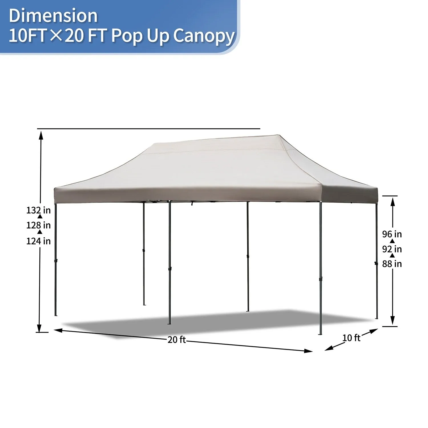 10x20 Heavy Duty Canopy Tent, UV Waterproof, 6 Sidewalls for Wedding
