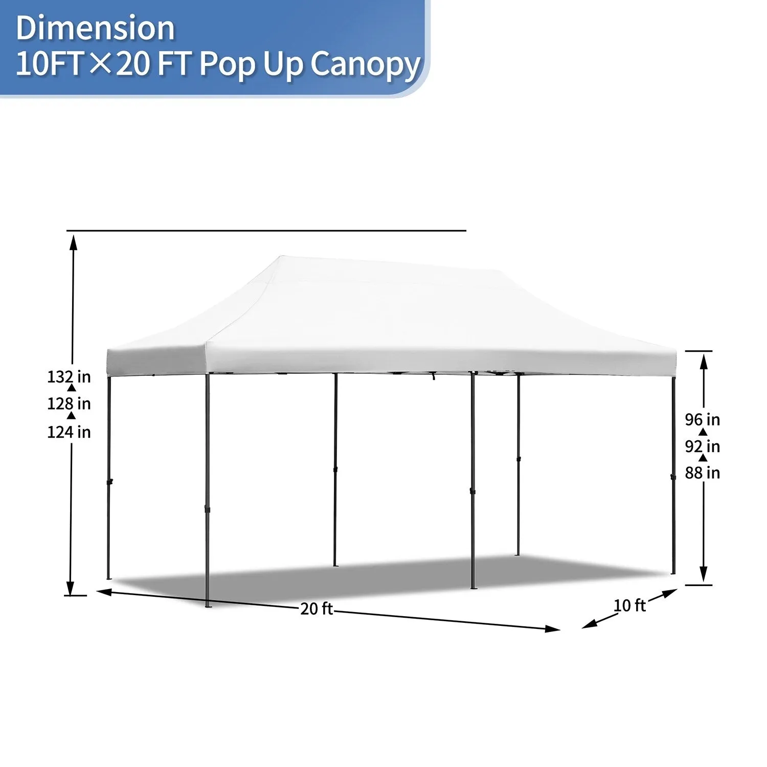10x20 Heavy Duty Canopy Tent, UV Waterproof, 6 Sidewalls for Wedding