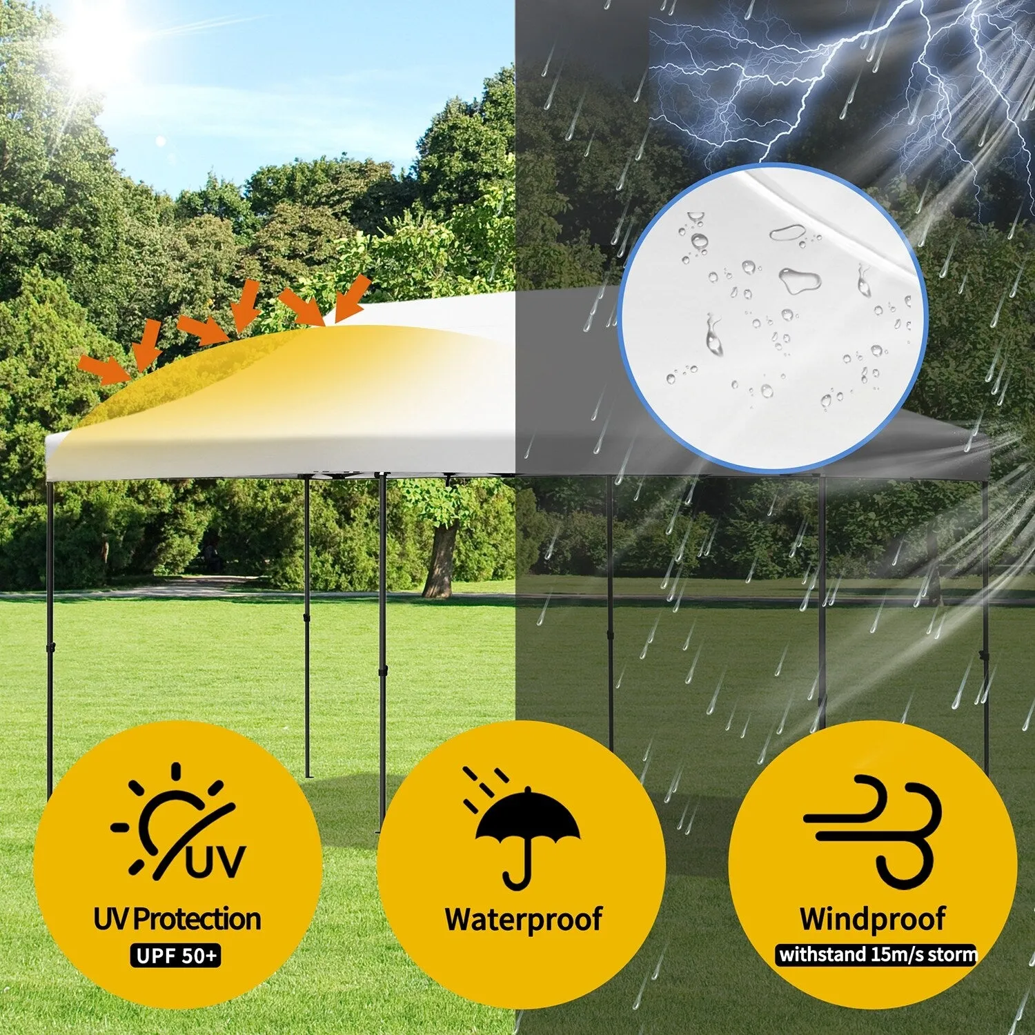10x20 Heavy Duty Canopy Tent, UV Waterproof, 6 Sidewalls for Wedding