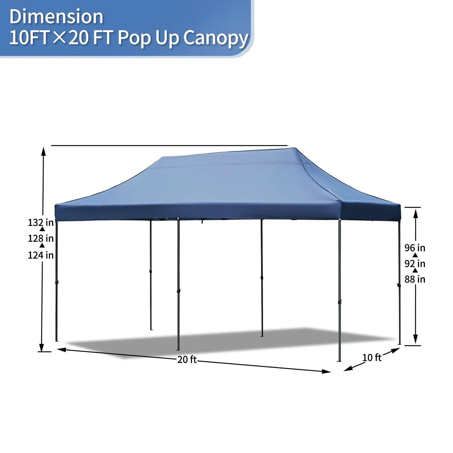 10x20 Heavy Duty Canopy Tent, UV Waterproof, 6 Sidewalls for Wedding