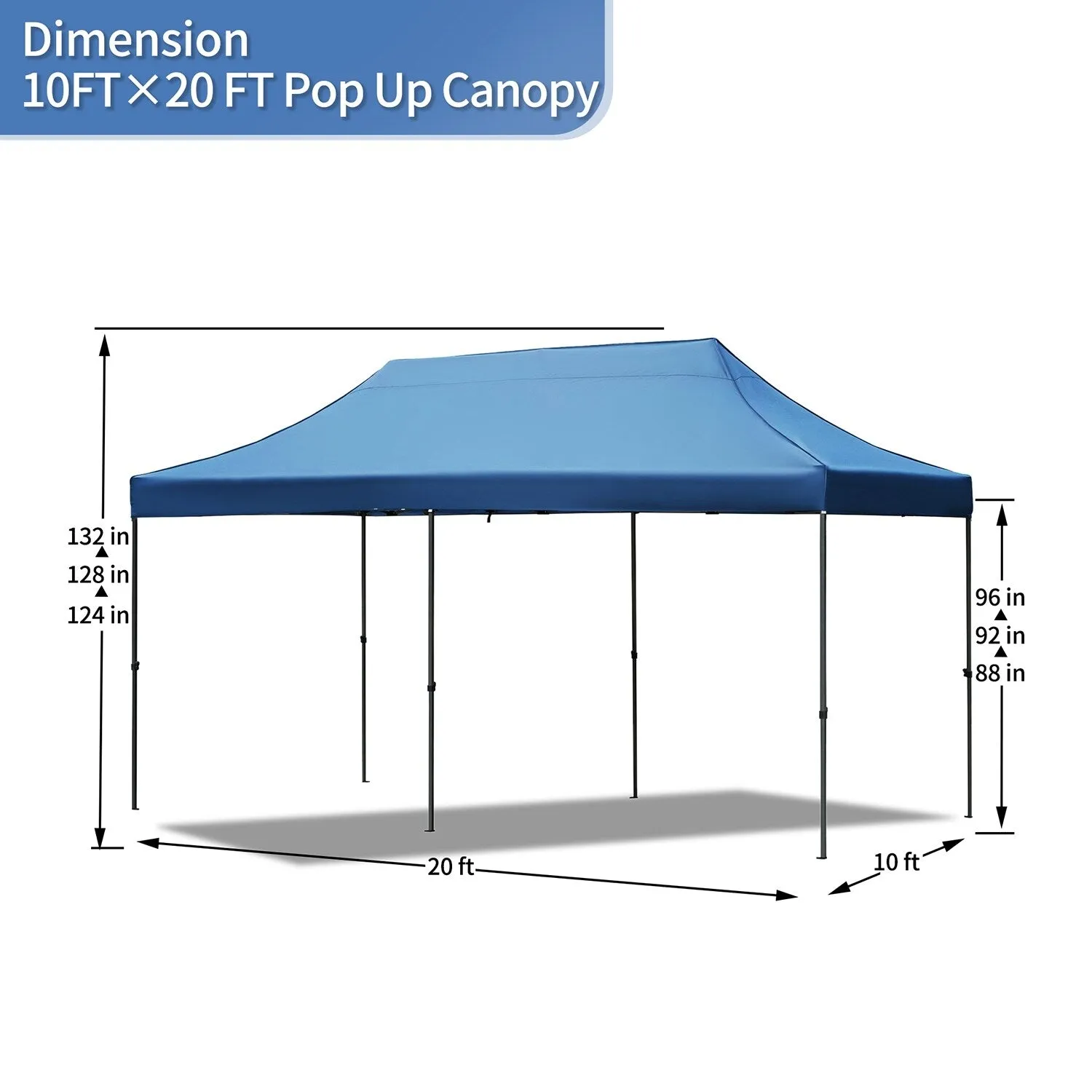 10x20 Heavy Duty Canopy Tent, UV Waterproof, 6 Sidewalls for Wedding