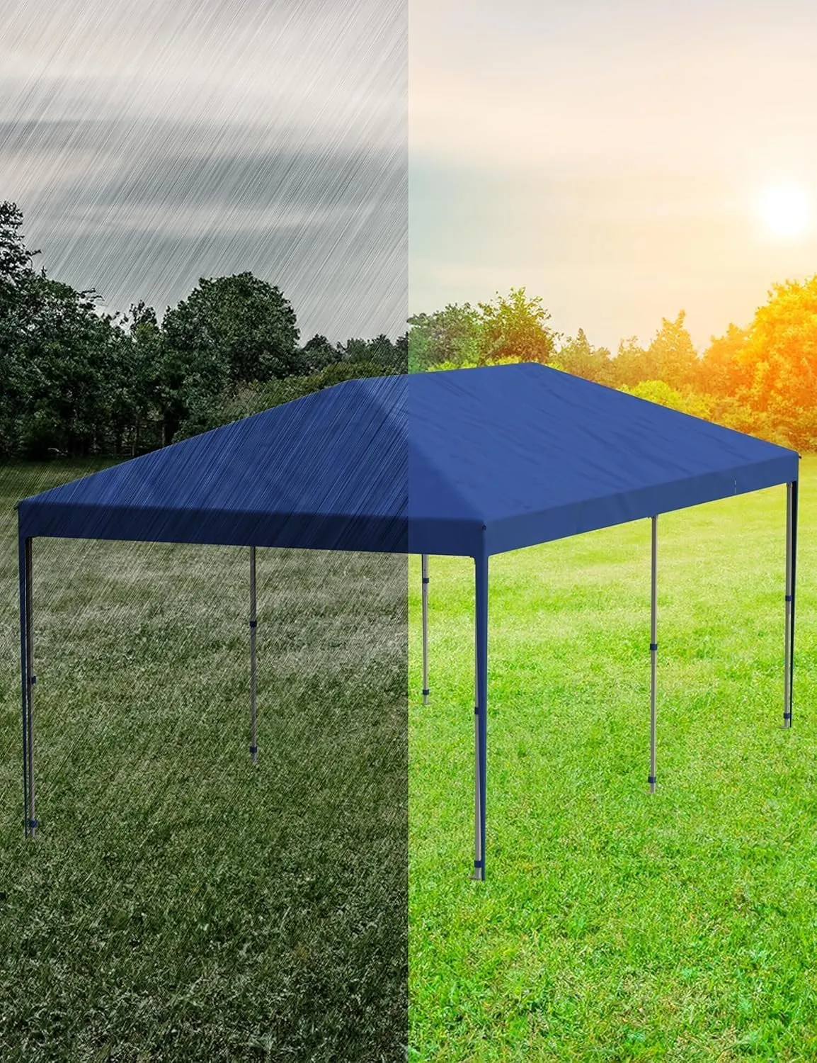 10x20 Pop Up Canopy Tent with 4 Sidewall - One-Button Instant Setup, Heavy-Duty 210D Oxford Fabric & Rust-Proof Frame - 3 Adjustable Heights, Roller Bag, 6 Sandbags - UV Protection for Beach, Party