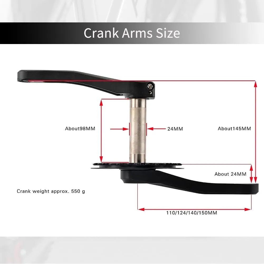 110/127/140/150/155/160mm Bike Crank Arms Hollow Integrated Crankset for Children Bike Folding Bike Cranksets Compatible with 7Speed-12Speed GXP Mounting Aluminum Alloy Black(160mm)