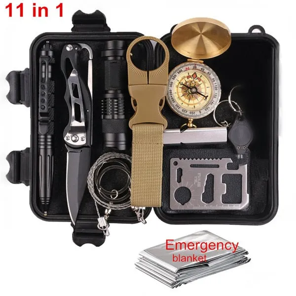 11/12 In 1 Survival Gear Kit Tool Emergency SOS Safety Survival