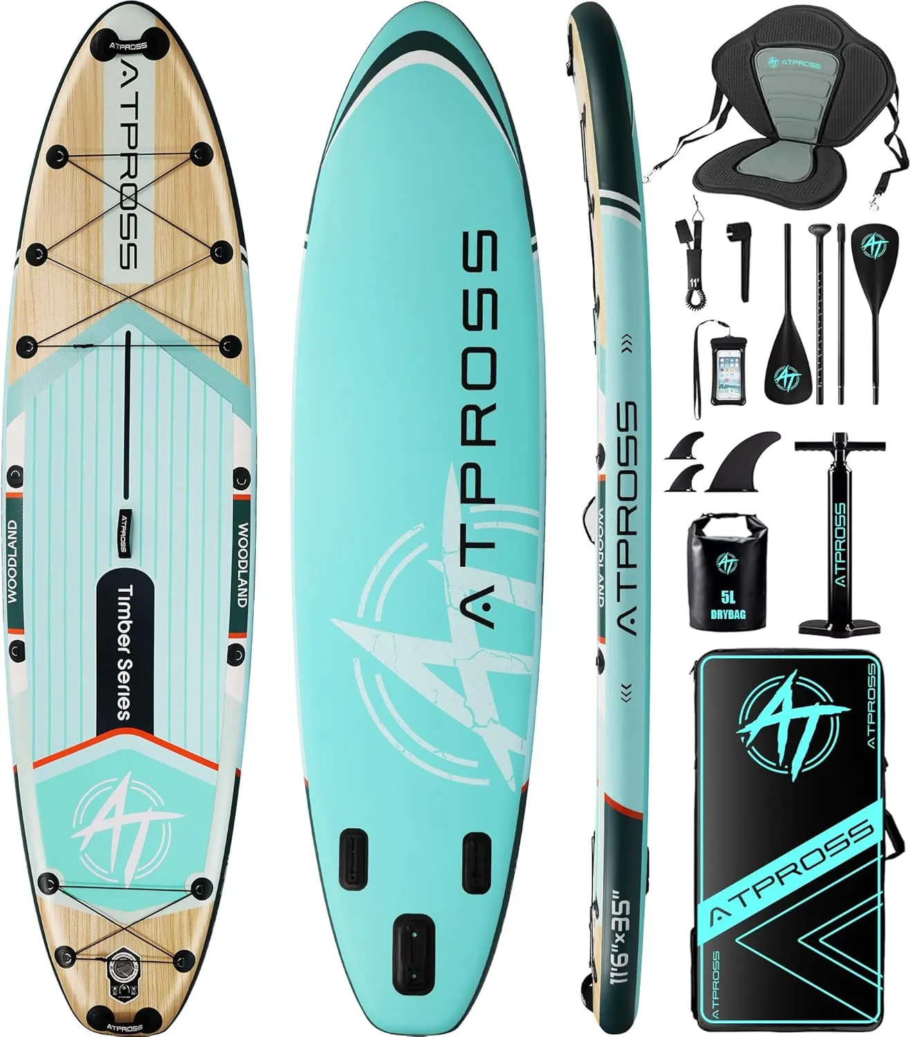 11'6"x35" Inflatable Stand Up Paddle Board 450LBS Weight Capacity Extra Wide Non-Slip Stable Deck Adult SUP,Premium Accessories Kit & Backpackfor Yoga, Fishing, Surf