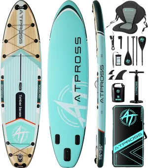 11'6"x35" Inflatable Stand Up Paddle Board 450LBS Weight Capacity Extra Wide Non-Slip Stable Deck Adult SUP,Premium Accessories Kit & Backpackfor Yoga, Fishing, Surf