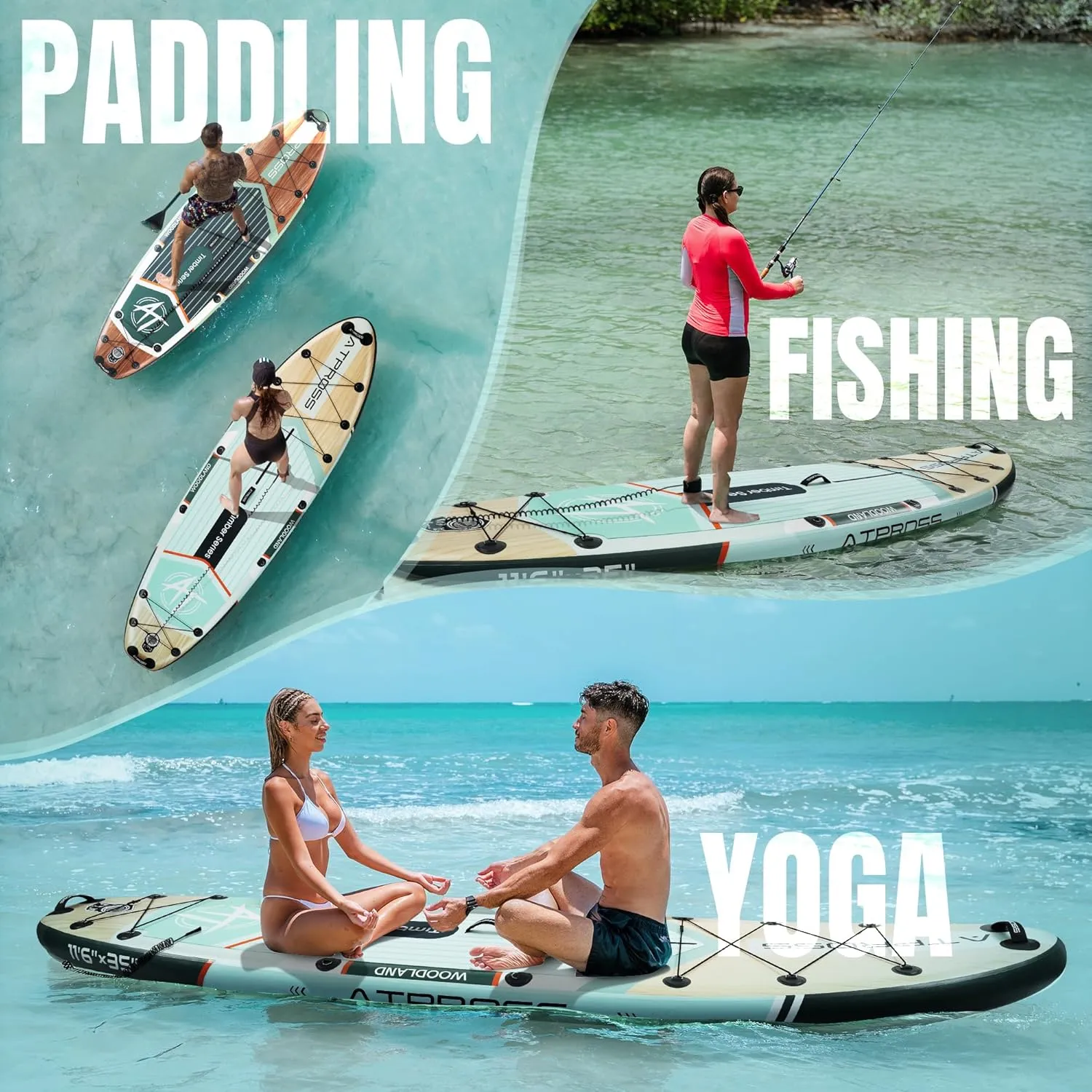 11'6"x35" Inflatable Stand Up Paddle Board 450LBS Weight Capacity Extra Wide Non-Slip Stable Deck Adult SUP,Premium Accessories Kit & Backpackfor Yoga, Fishing, Surf