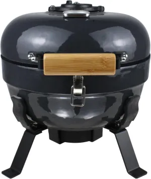 12 Inch Portable Mini/Small Ceramic Charcoal BBQ Grill with Folding Legs for Outdoor Cooking Barbecue Camping BBQ, Gift for Mother’s/Father‘s Day Valentine Christmas-Grey