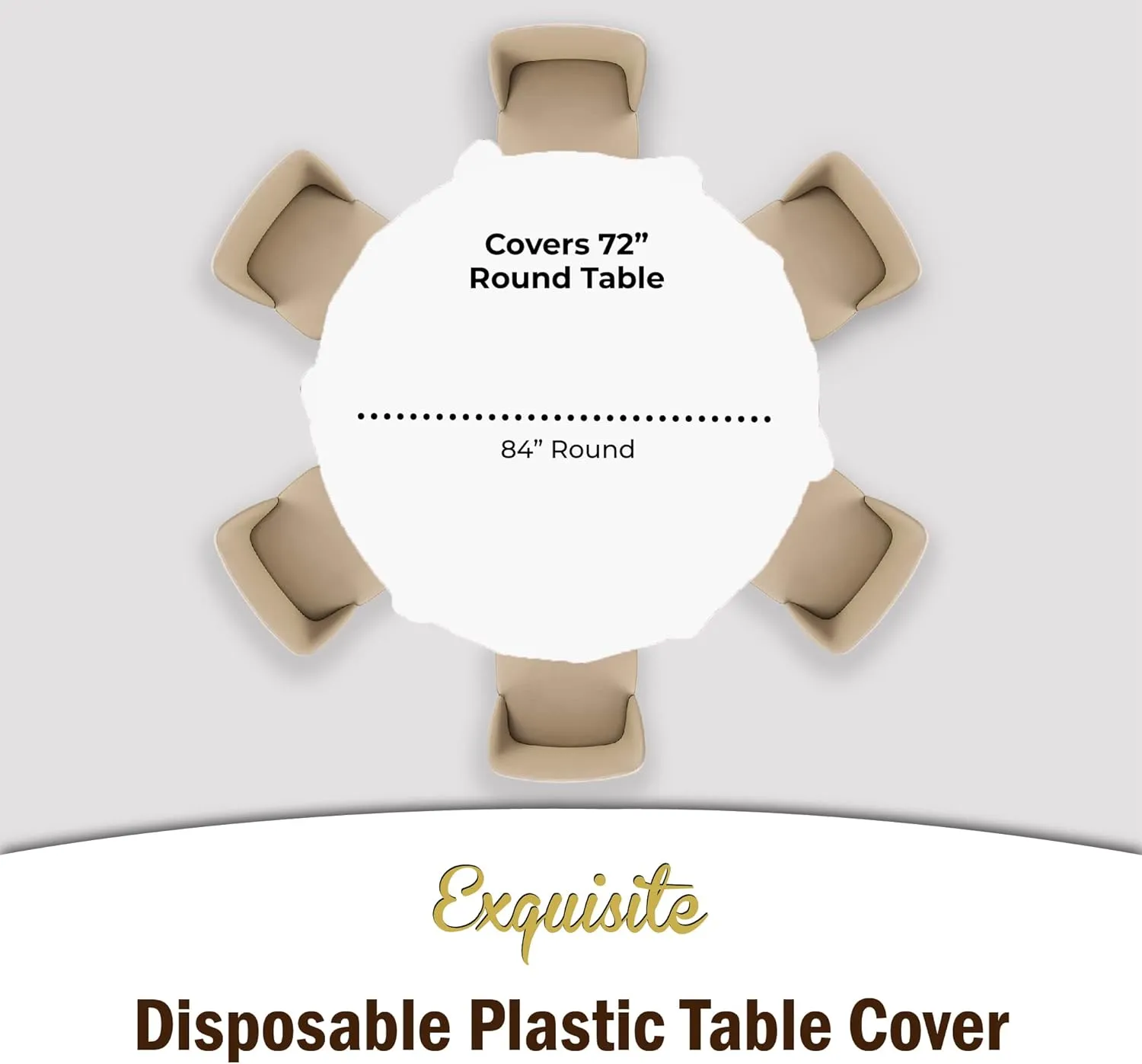 12-Pack Premium Plastic Tablecloth 84in. Round Table Cover - White