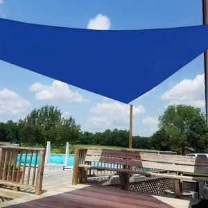 12' x 12' x 12' Sun Shade Sail Triangle Outdoor Canopy Cover UV Block for Backyard Porch Pergola Deck Garden Patio (Blue)