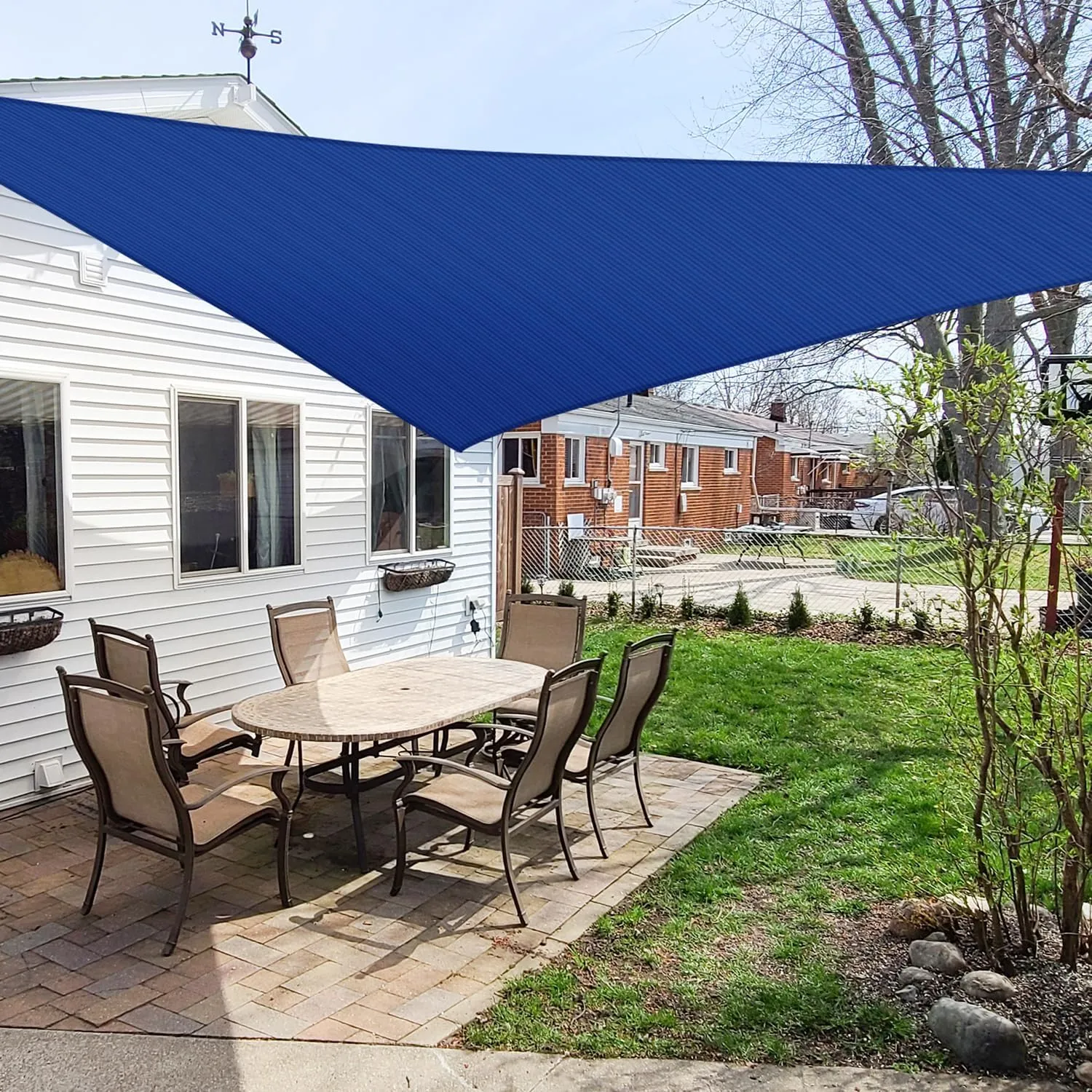 12' x 12' x 12' Sun Shade Sail Triangle Outdoor Canopy Cover UV Block for Backyard Porch Pergola Deck Garden Patio (Blue)