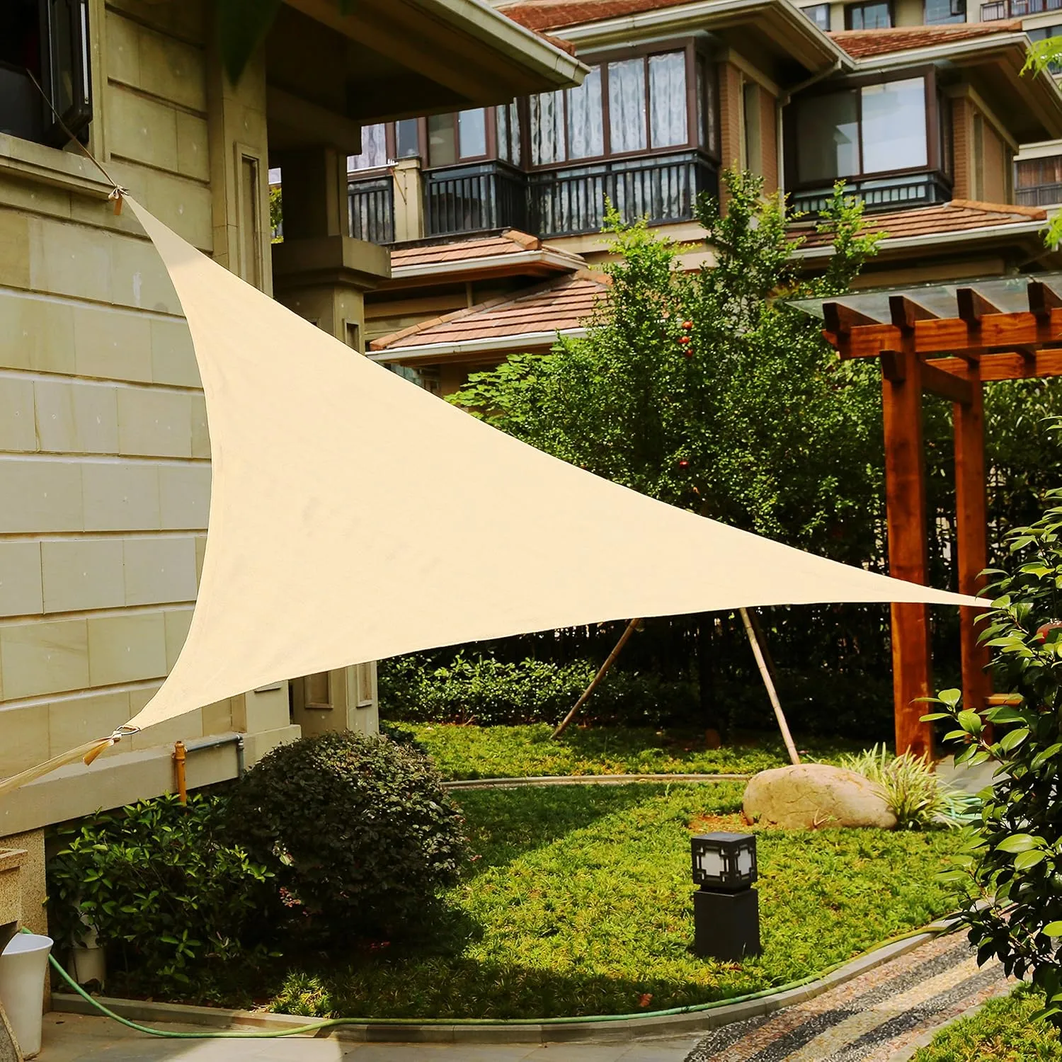 12' x 12' x 12' Triangle Sun Shade Sail Canopy (Sand) - UV Block for Patio and Outdoor