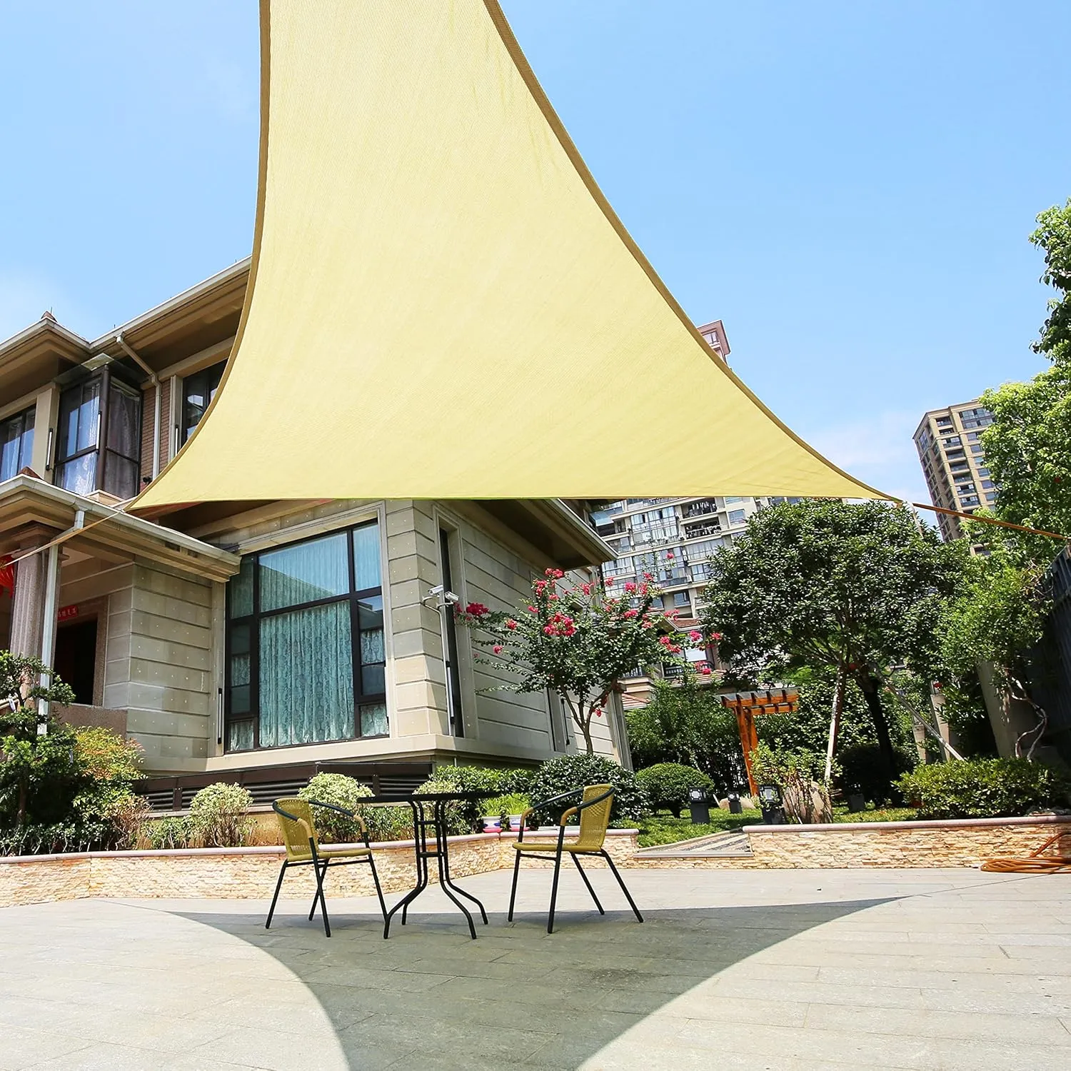 12' x 12' x 17' Right Triangle Sun Shade Sail Canopy (Lime Green) - UV Block for Patio and Outdoor
