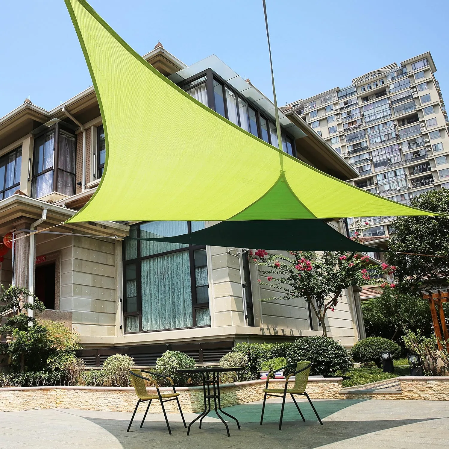 12' x 12' x 17' Right Triangle Sun Shade Sail Canopy (Lime Green) - UV Block for Patio and Outdoor