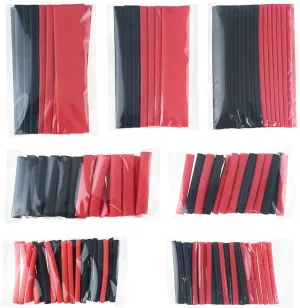 127Pcs Red Black Heat Shrink Sleeving Tube Assortment Kit Electrical Connection Wire Wrap Cable Waterproof Insulat Shrinkage 2:1 - (Color: bag)