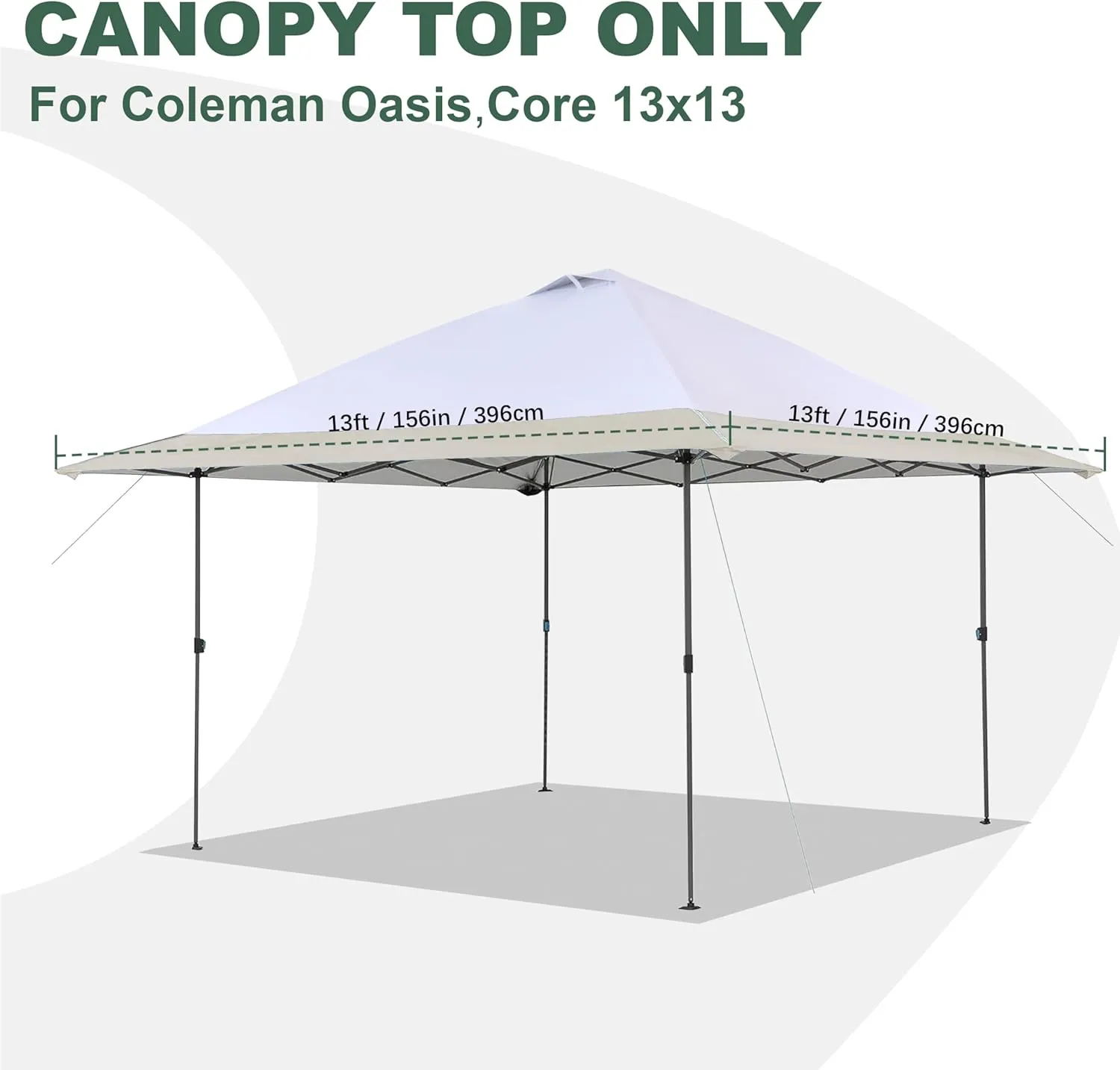 13x13 Canopy Replacement Top with Air Vent Silver Coated Fit for Coleman Oasis, CORE 13 FT x 13 FT Instant Pop Up Canopy Frame, (Beige)