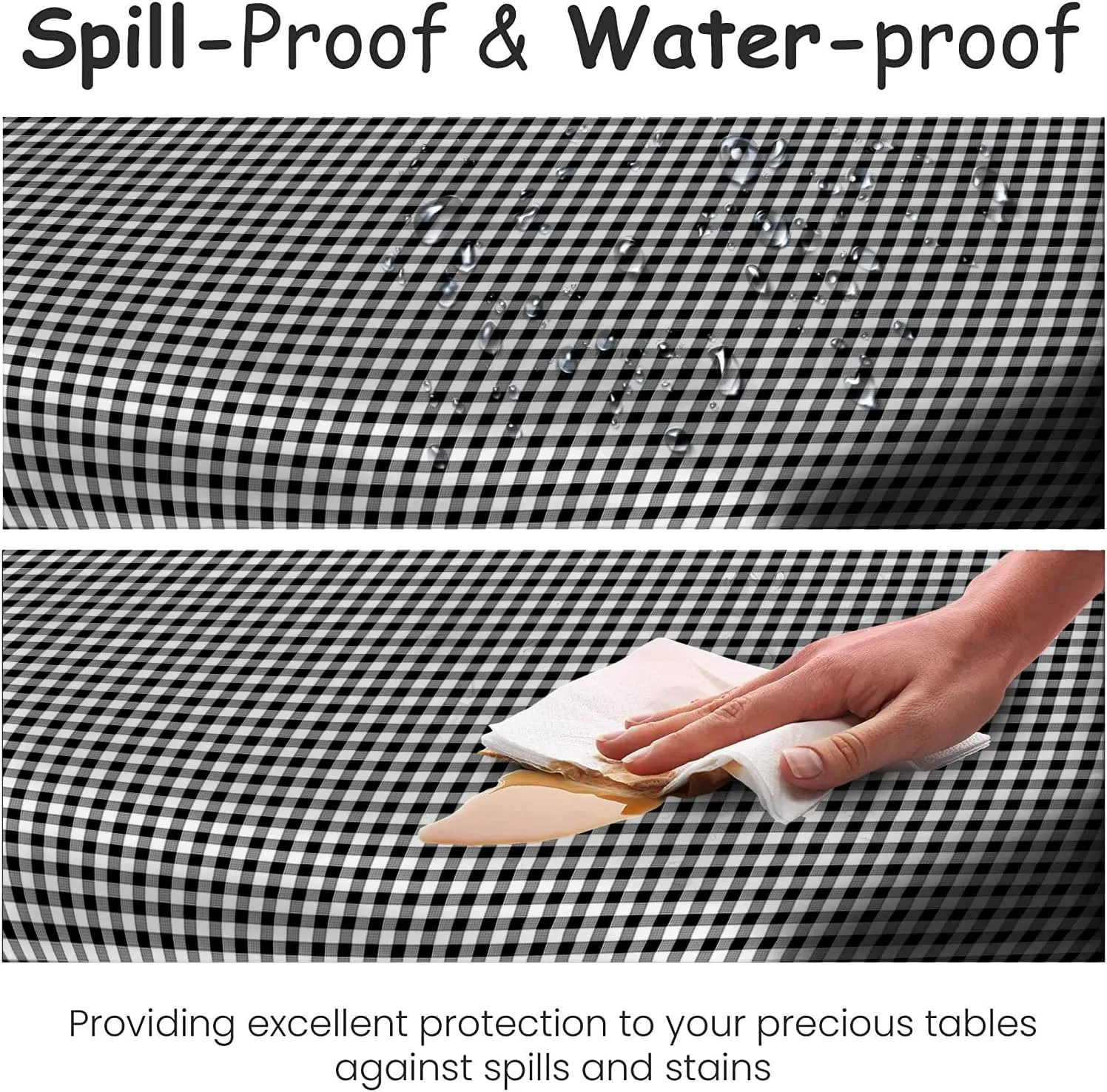 14 Pack Premium Round Checkered Black Plastic Tablecloth - 84 x 84 in. Disposable Round Plastic Table Cloth - Decorative Round Table Cover Smooth Table Cover - Disposable Table Cloths For Parties Use