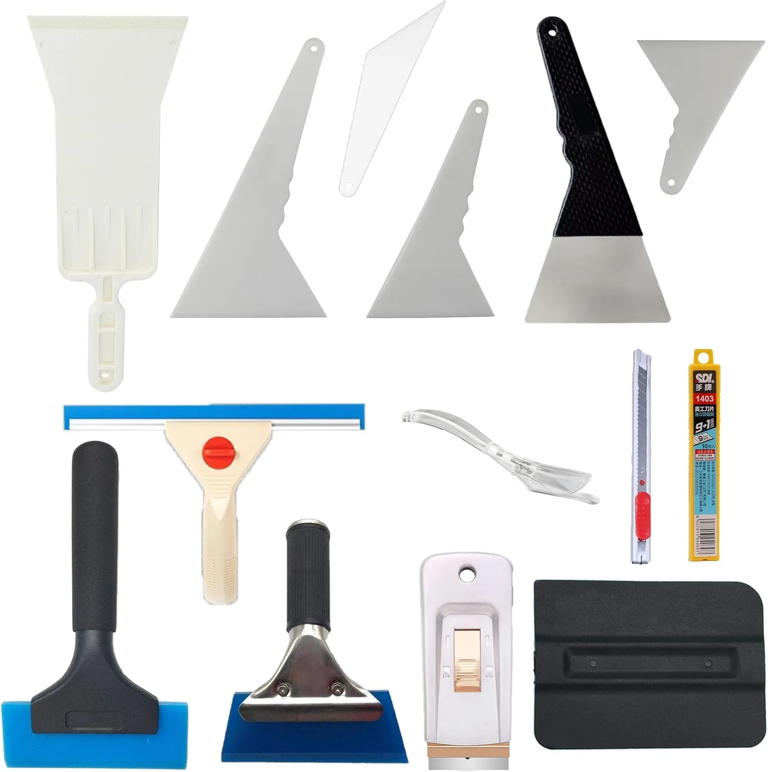 14 PCS Window Tinting Tool Kit Cars Complete Solar Film Application Set Professional Squeegees Utility Knives Edge Trimmers Vinyl Wrap Tools for Car Window Tint Protection and Customization (14 PCS)