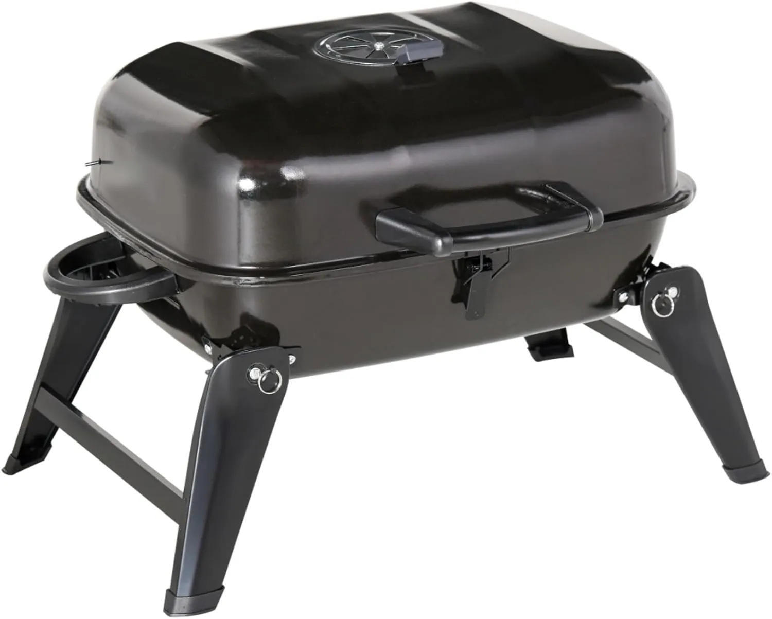14" Portable Charcoal Grill - Compact Tabletop BBQ with Enamel Coating & Adjustable Vent, Folding Legs for Camping, Tailgating & Outdoor Cooking