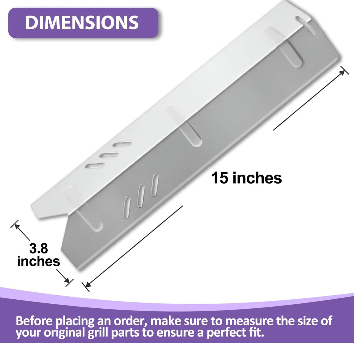 15 inch Dyna Glo DGF493BNP Heat Plates, DGF510SBP Heat Shields, Backyard Grill Replacement Heat Plates for BY15-101-001-02, BY13-101-001-13, GBC1460W Grill Part, Stainless Steel, 4 Pack