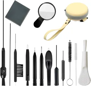 15 Pieces Cleaning Kit Tools for Hearing Aids/Earbuds/Headphones/Airpods-Including Wax Loop and Magnet - Vent Brush and Carry Case