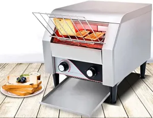 150 300 450 Slices/Hour Commercial Conveyor Toaster, Stainless Steel Bread Baking Machine, Double-Sided Baking 7 Speed Adjustable Toasters Oven, for Toast Croissants Bun Bagel Bread,150pieces/H
