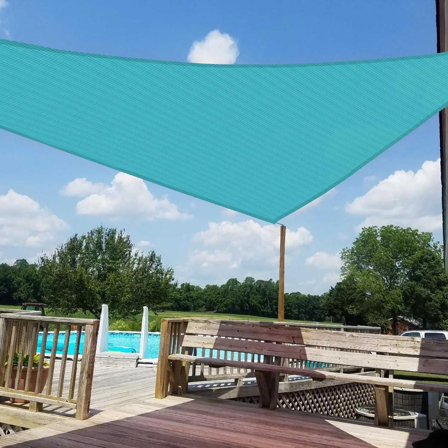 16' x 16' x 16' Sun Shade Sail Triangle Outdoor Canopy Cover UV Block for Backyard Porch Pergola Deck Garden Patio (Turquoise)