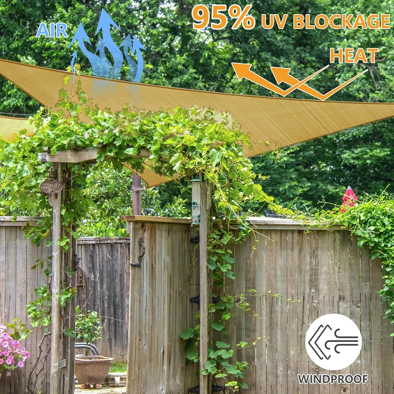 16'x16'x16' Triangle Sun Shade Sail, Outdoor Patio Sunshade Canopy Permeable Shade Sails UV Block Sun Cover for Backyard, Garden, Porch, Sand