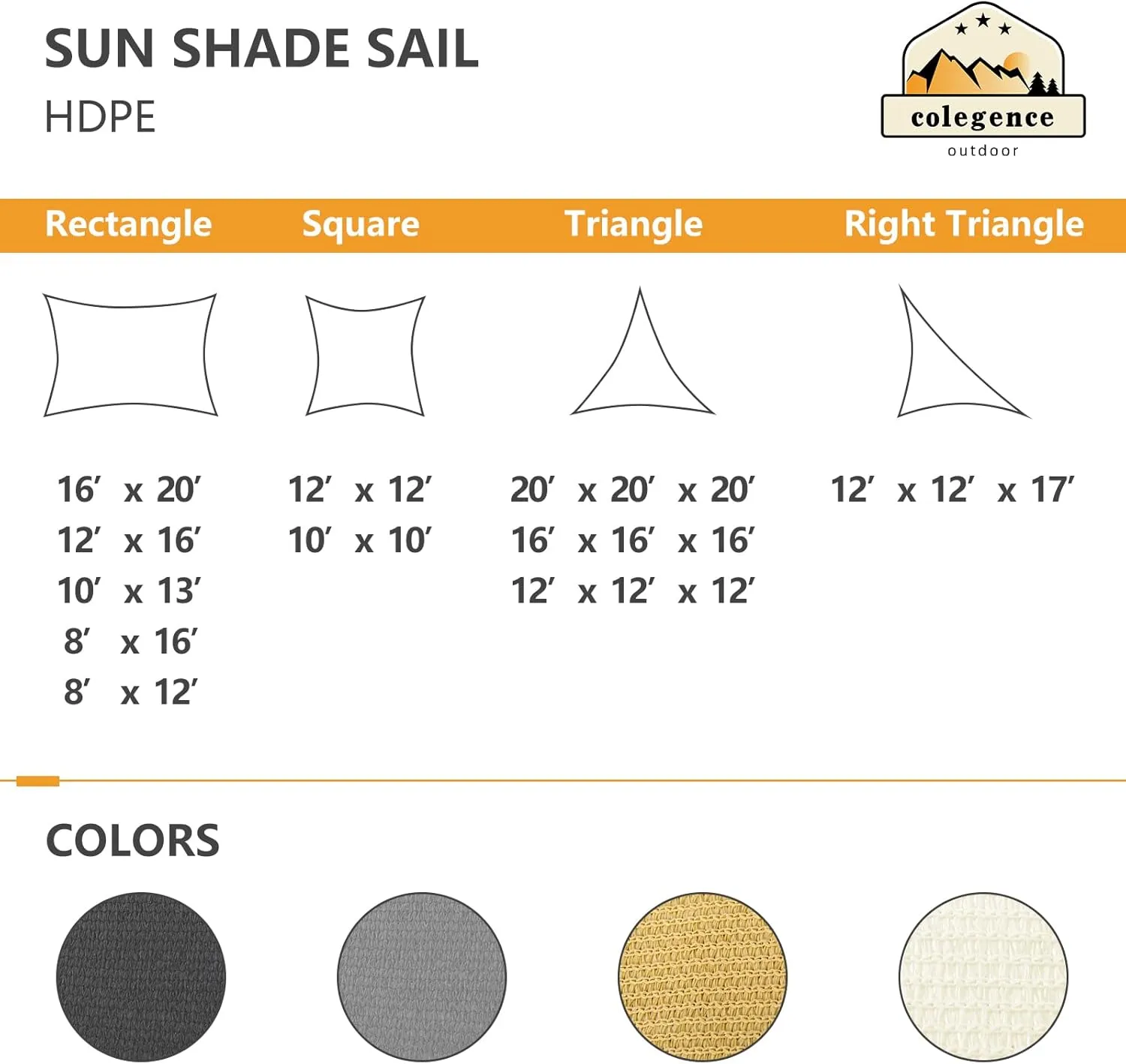 16'x16'x16' Triangle Sun Shade Sail, Outdoor Patio Sunshade Canopy Permeable Shade Sails UV Block Sun Cover for Backyard, Garden, Porch, Sand