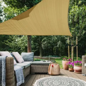 16'x16'x16' Triangle Sun Shade Sail, Outdoor Patio Sunshade Canopy Permeable Shade Sails UV Block Sun Cover for Backyard, Garden, Porch, Sand