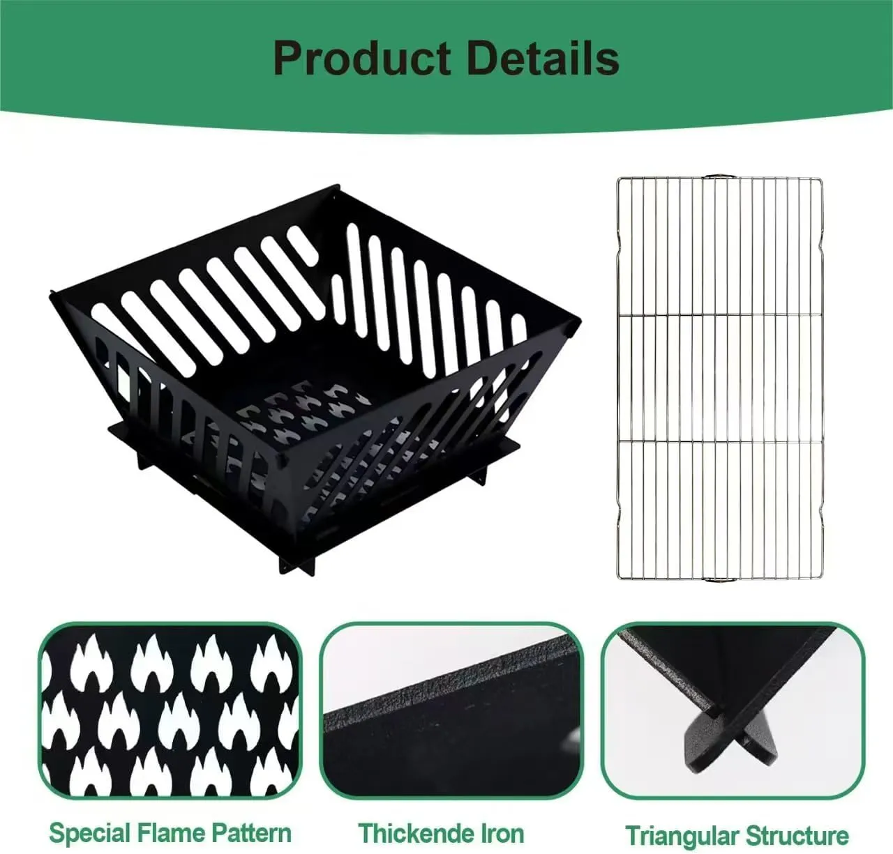 17 inch Portable Fire Pit with BBQ Grill for Collapsible Plug Fire Pit Suitable for Camping, Picnics, Courtyards, Garden Bonfires and Outdoor Firewood with Storage Bag (Trapezoid S-17in)