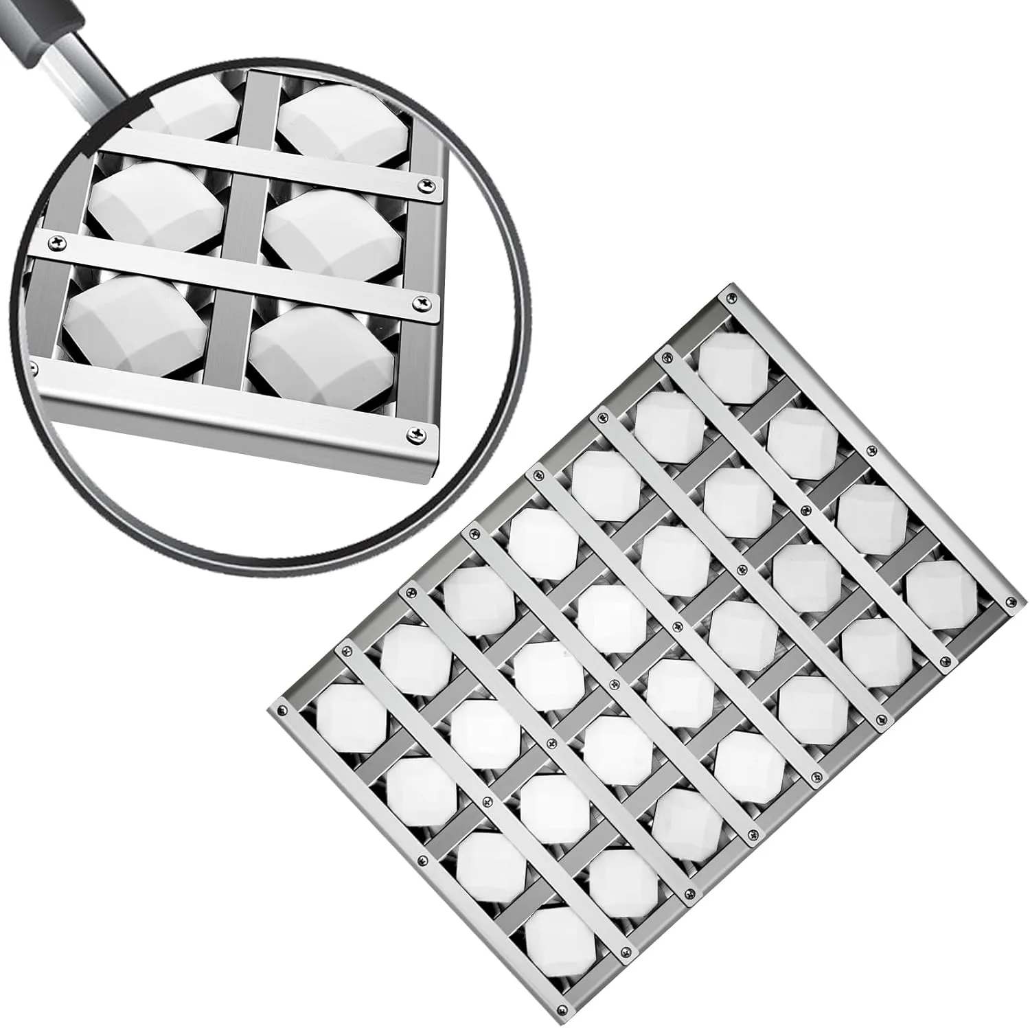 17.875" Grill Heat Plates Grill Briquette Tray for Alfresco Grill ALX2-30C, ALX2-42C, ALX2-42RFG, ALX2-56, ALX2-56BFG, Stainless Steel BBQ Heat Shield Flame Tamer with 56 Ceramic Briquettes