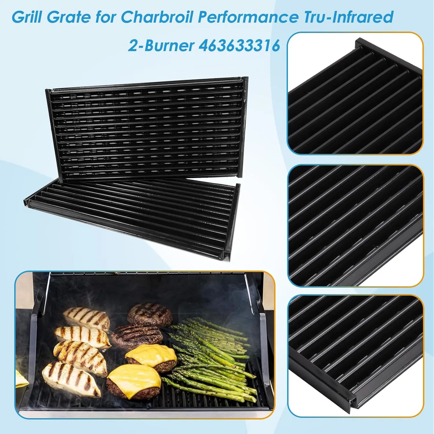 17" Grill Grate for Charbroil Performance TRU-Infrared/Amplifire 2 Burner 463633316 463655621 463655021 463672016 463672216 G327-1100-W1 G460-0500-W1 for Charbroil Grill Replacement Parts