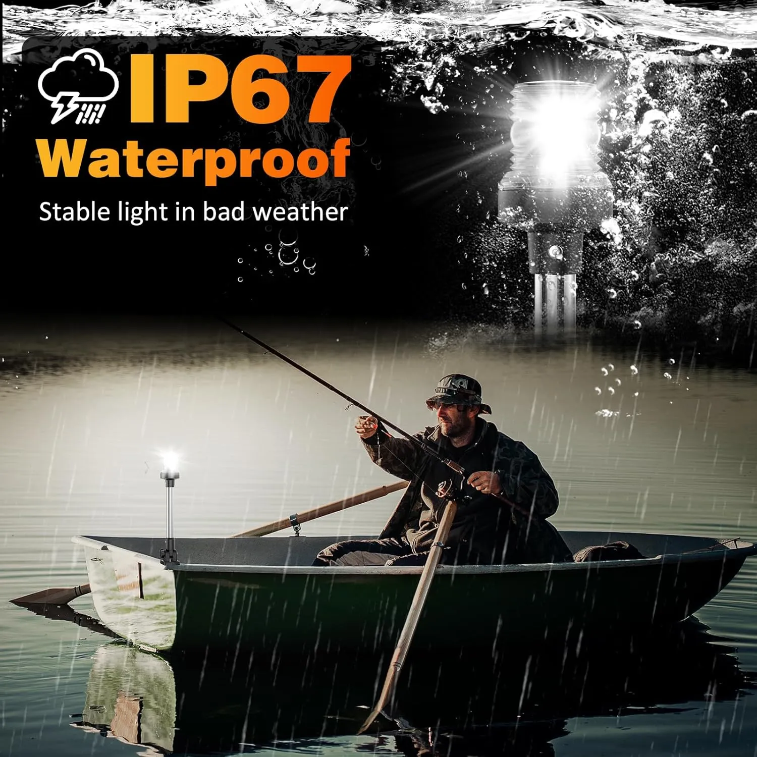 18 Inches Anchor Light Stern Lights for Boats LED Waterproof IP67, White Fold Down Rear Boat Navigation Lights, 3NM Visible Boat Running Light LED Marine for Pontoon, Bass Boats (12-24V)