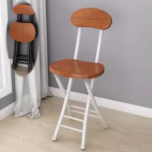 18" Folding Stool with Backrest, Outdoor Travel Stool, Portable Foldable Barstools, for Kitchen/Camping/Fishing/BBQ(Brown)