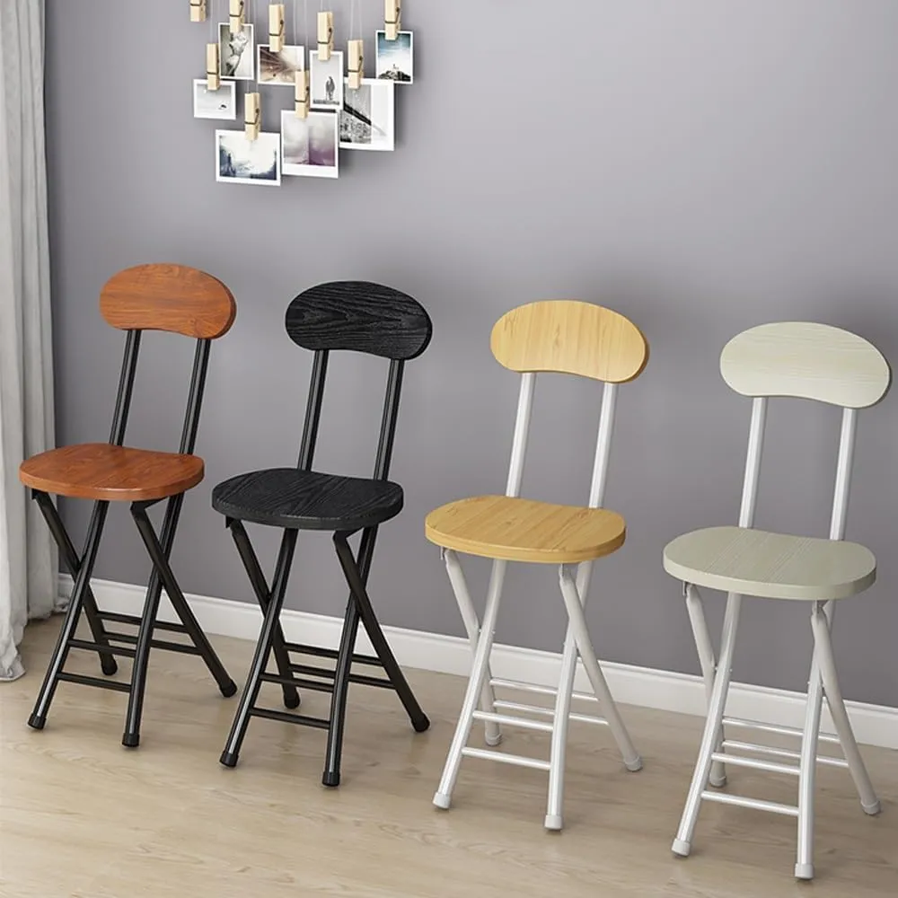 18" Folding Stool with Backrest, Outdoor Travel Stool, Portable Foldable Barstools, for Kitchen/Camping/Fishing/BBQ(Brown)