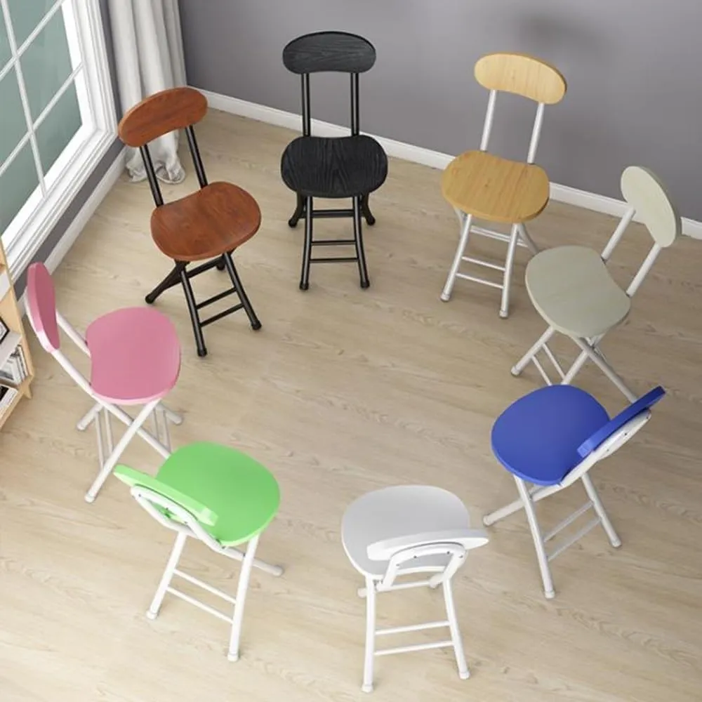 18" Folding Stool with Backrest, Outdoor Travel Stool, Portable Foldable Barstools, for Kitchen/Camping/Fishing/BBQ(Pink)