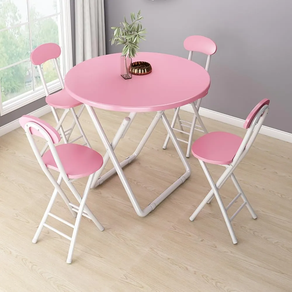18" Folding Stool with Backrest, Outdoor Travel Stool, Portable Foldable Barstools, for Kitchen/Camping/Fishing/BBQ(Pink)