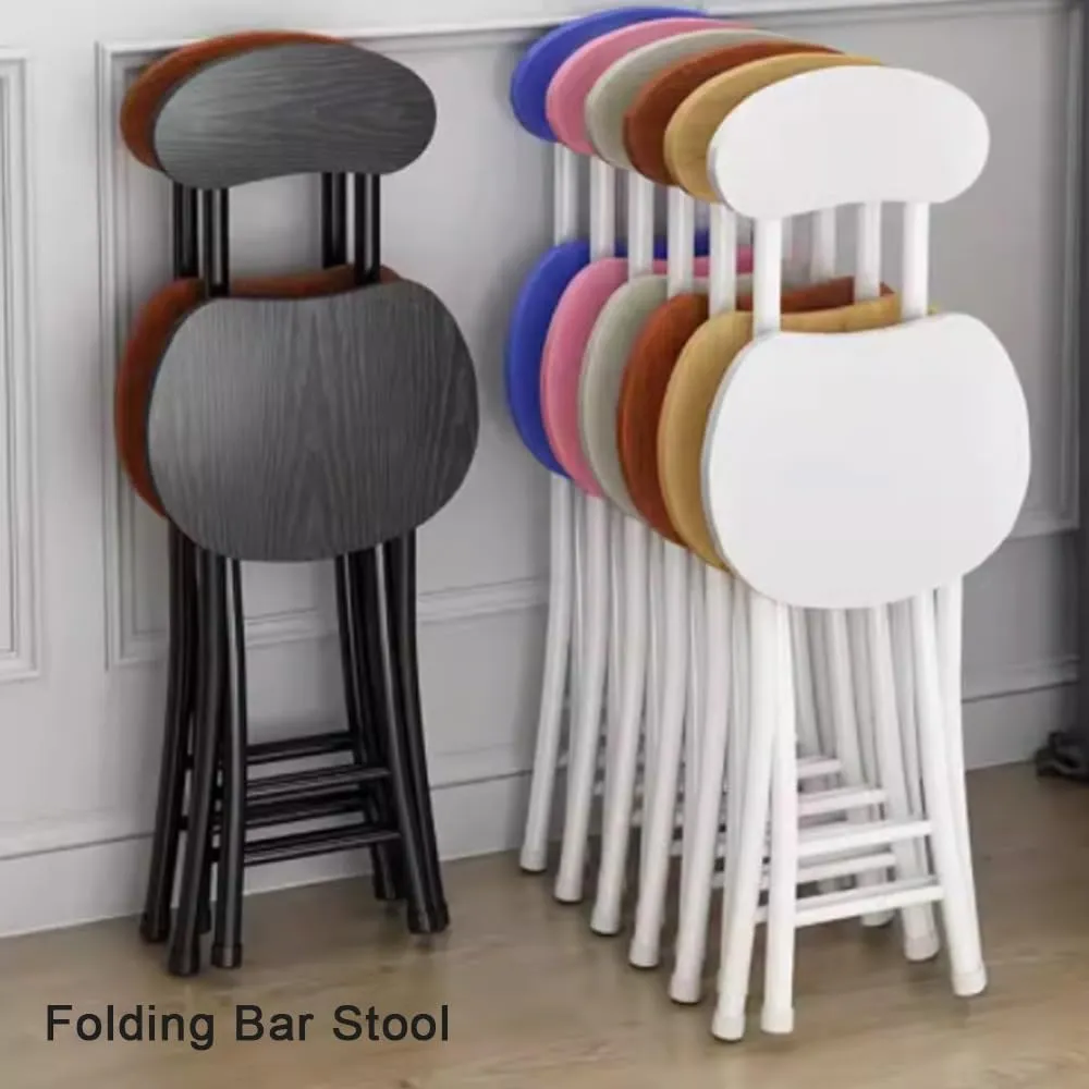 18" Folding Stool with Backrest, Outdoor Travel Stool, Portable Foldable Barstools, for Kitchen/Camping/Fishing/BBQ(Pink)
