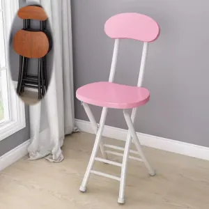 18" Folding Stool with Backrest, Outdoor Travel Stool, Portable Foldable Barstools, for Kitchen/Camping/Fishing/BBQ(Pink)