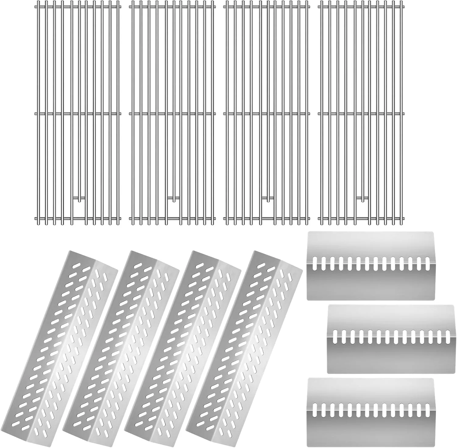 19.25“ Cooking Grid Grates with Heat Shields Replacement for Bull 18248 LP, 16517,LP 47628, NG 47629, Grill Parts for Brahma Lonstar Select Outlaw Steer Premium, 7 Burner Premium Grill