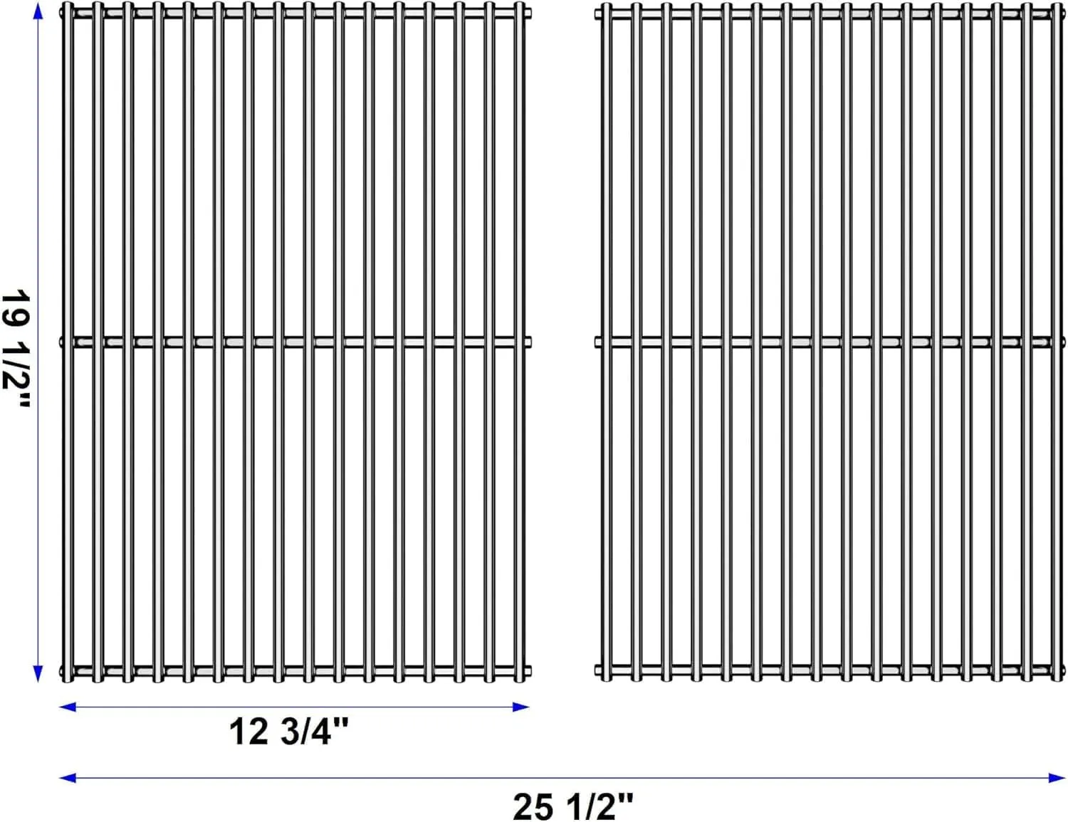 19.5 Inch Stainless Steel Cooking Grate for Home Depot Nexgrill 4 Burner 720-0830H, 720-0830D, 720-0783E, 720-0783C, BBQ Grids Grill Grates Replacement Parts for Kenmore Uniflame, Set of 2