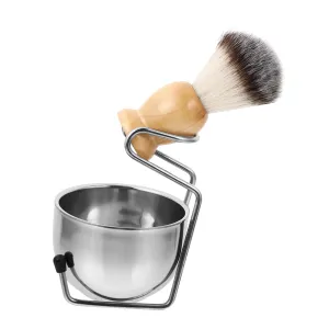 1set Men Grooming Shaving Bowl Brush Set Rack Compact Shaving Tool for Easy Lathering and Travel Convenience
