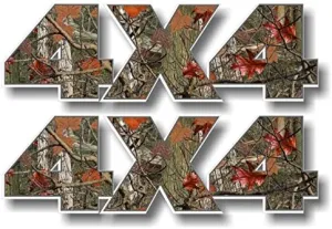 2-4x4 Forest CAMO w/White Outline 13" Decals 4x4 Off Road Accessories Hunting Camouflage Truck Lift Kit Stickers (2 Decal Set - Forest CAMO w/White)
